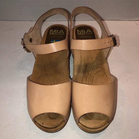 MIA x Free People Greta Anja Wooden Clogs Mules Shoes Sweden sz 39 - Picture 2 of 7